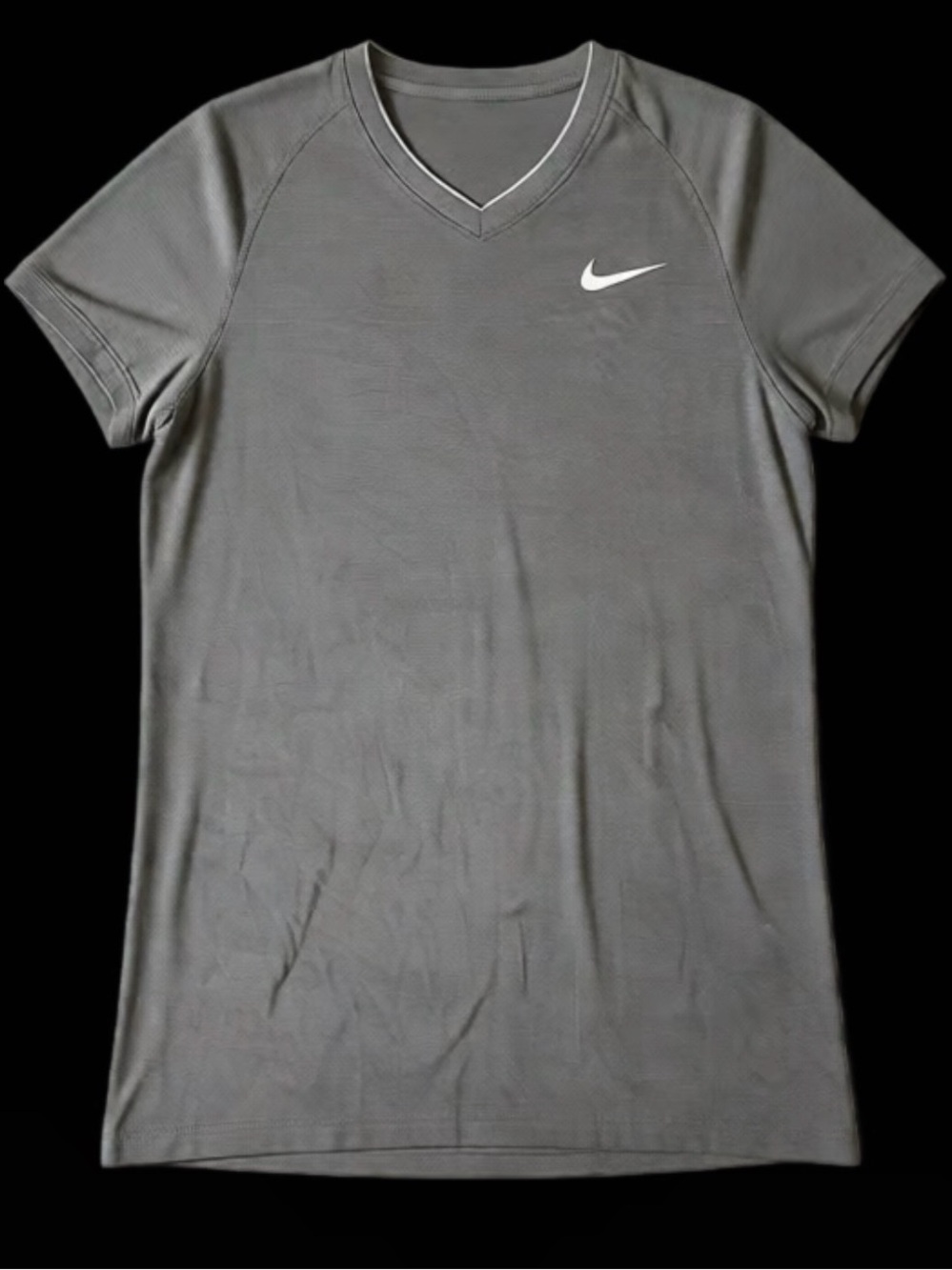 Nike Women's Gray V-Neck Short Sleeve Athletic Tee - Picture 1 of 1